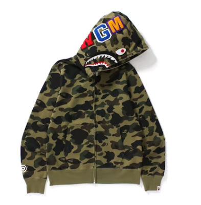 BAPE 1st Camo Shark Full Zip Hoodie Green