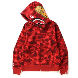 BAPE 1st Camo Shark Full Zip Hoodie Red