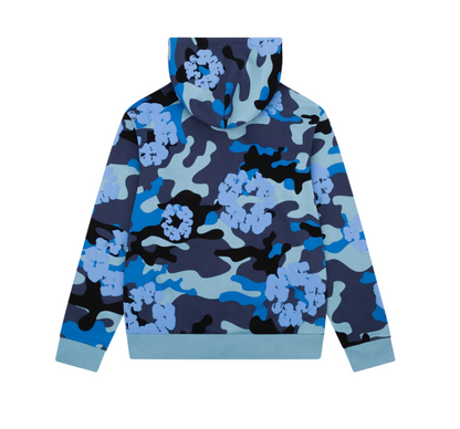 Blue Camo Cotton Wreath Zip Hoodie