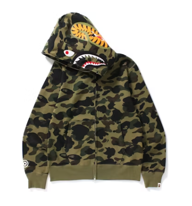 BAPE 1st Camo Shark Full Zip Hoodie Green