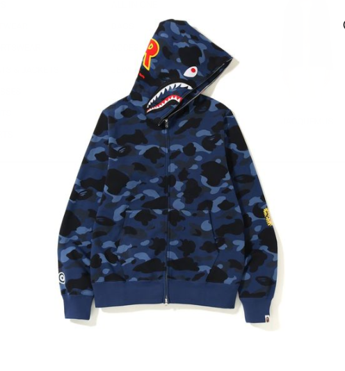 BAPE 1st Camo PONR Shark Hoodie Navy