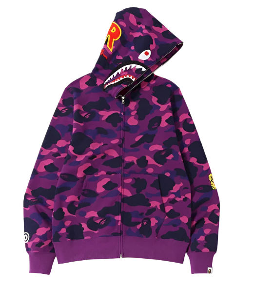 BAPE 1st Camo PONR Shark Hoodie Purple