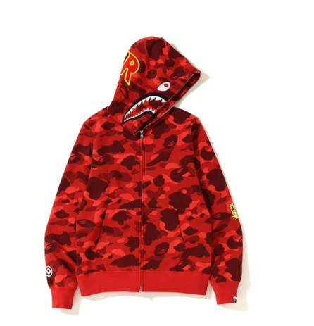 BAPE 1st Camo PONR Shark Hoodie Red