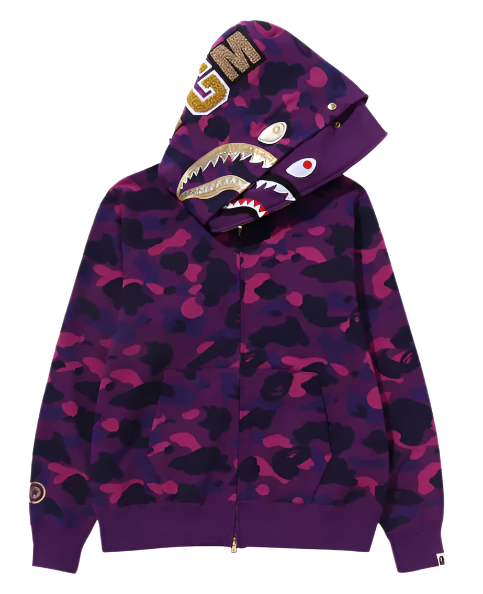 COLOR CAMO SHARK PULLOVER HOODIE PURPLE