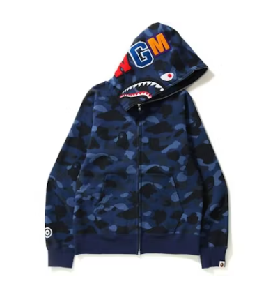 BAPE 1st Camo Shark Full Zip Hoodie Blue